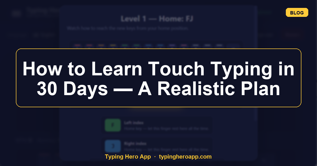 How to Learn Touch Typing in 30 Days — A Realistic Plan