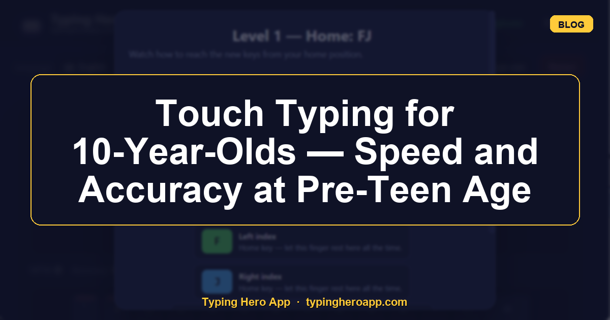 Touch Typing for 10-Year-Olds — Speed and Accuracy at Pre-Teen Age
